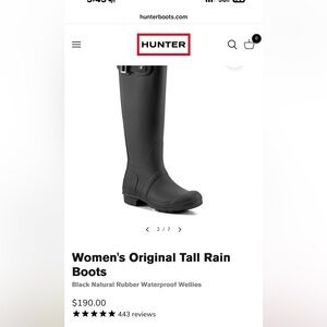 Hunter Women's Tall Black Rain Boots